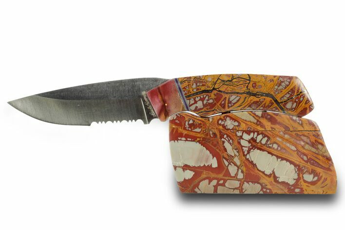 Knife with Noreena Jasper Inlays & Base - Hand-Crafted In Utah #370846